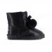 Gita Bow Boot for Kids Metallic Black