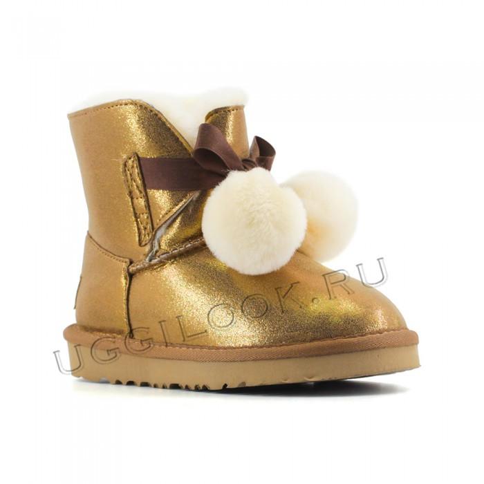 Gita Bow Boot for Kids Metallic Gold