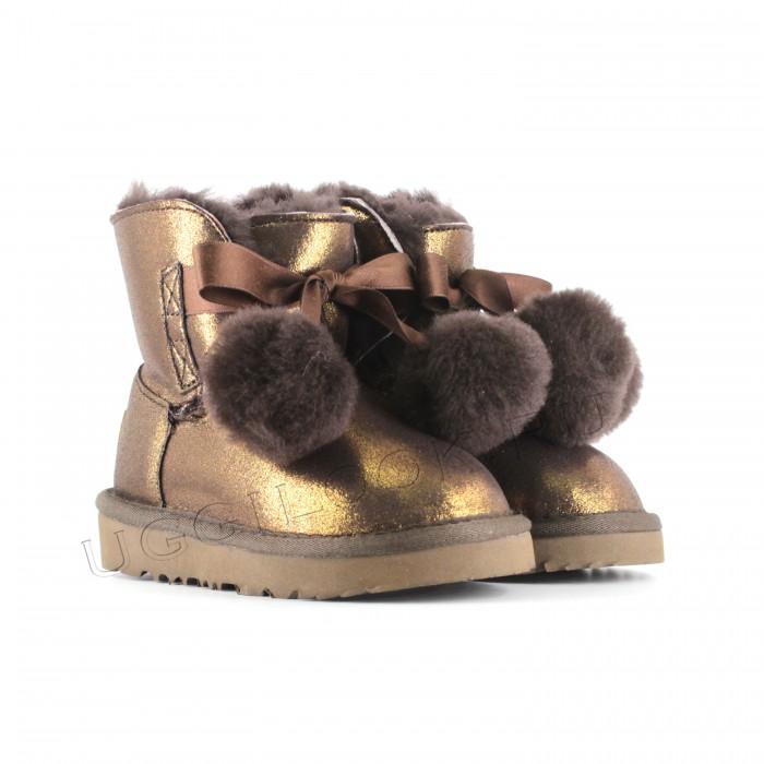 Gita Bow Boot for Kids Metallic Bronze