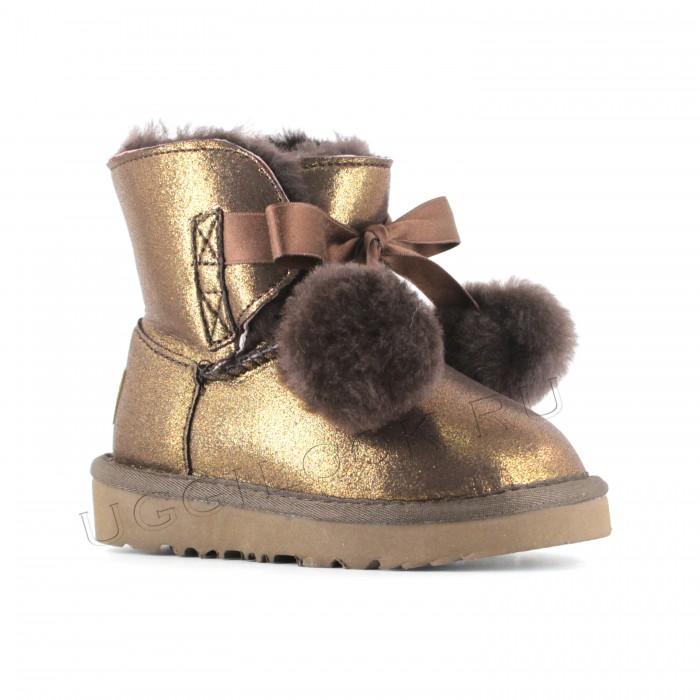 Gita Bow Boot for Kids Metallic Bronze