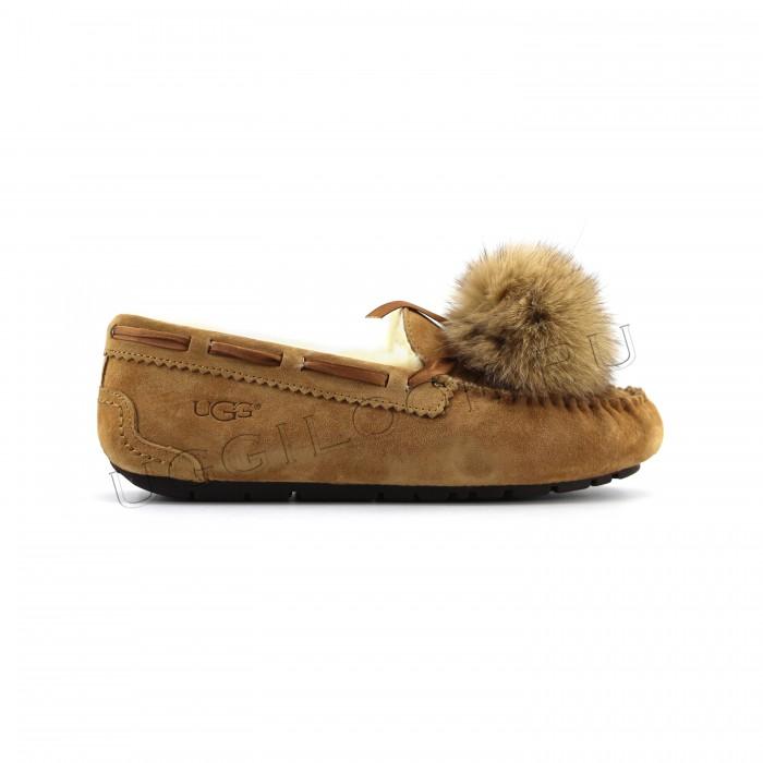 Dakota Pom Pom Slipper Chestnut