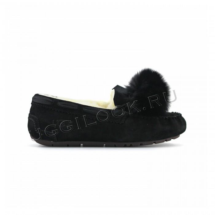 Dakota Pom Pom Slipper Black