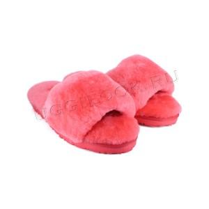 Женские меховые тапочки Fluff Slides Коралловые