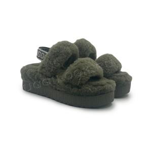 Женские меховые тапочки с резинкой Oh Fluffita Slide Burnt Olive