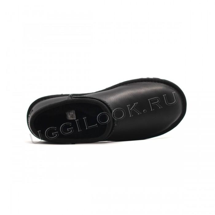 Угги низкие слипперы черные обливные Classic SLIPPER TASMAN black metallic